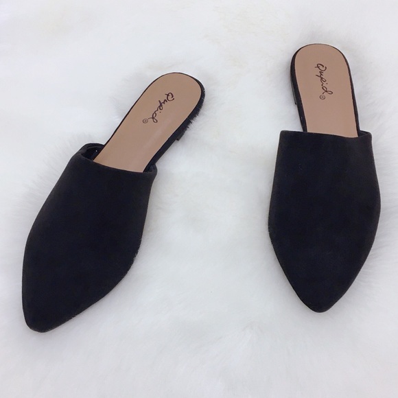Faux Suede Black Open Heel Mule - Picture 10 of 12